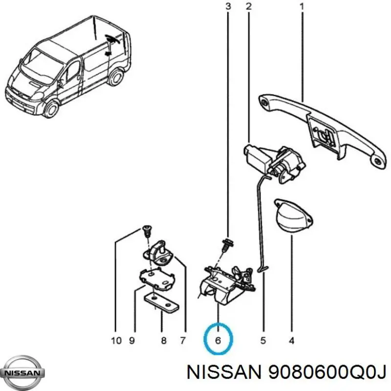 Fecho de tampa de porta-malas (de 3ª/5ª porta traseira) Nissan Primastar  X83