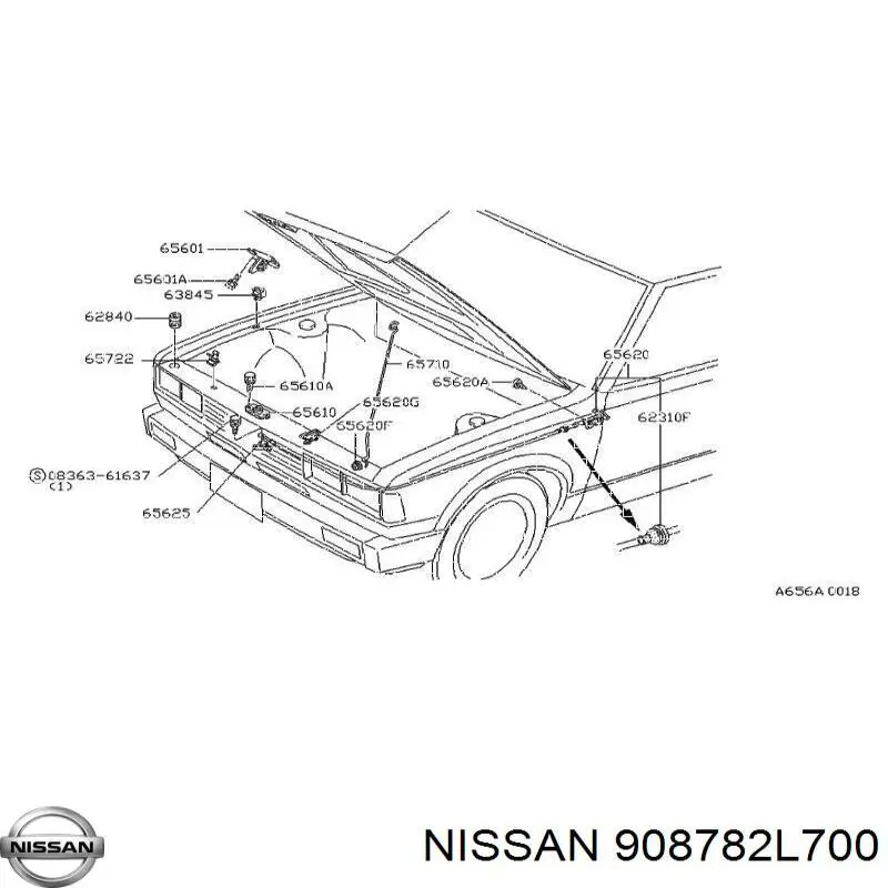 908782L700 Nissan буфер (отбойник капота)