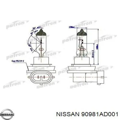 Купить 90981AD001 Nissan/Infiniti Лампочка