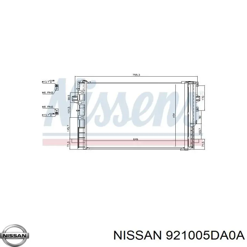 Радиатор кондиционера Nissan 921005DA0A