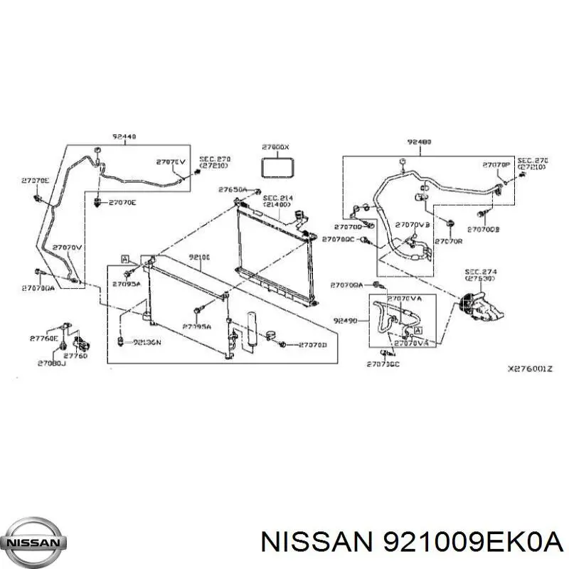 Radiador de aparelho de ar condicionado para Nissan Versa (E12X)