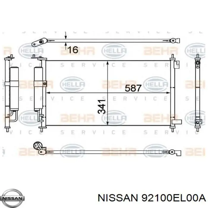 Конденсатор кондиционера Nissan/Infiniti 92100EL00A цена, от 59.89 USD