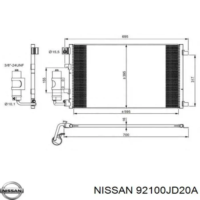 Конденсатор кондиционера Nissan/Infiniti 92100JD20A цена, от 83.15 USD