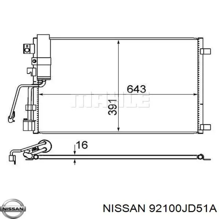 Конденсатор кондиционера Nissan/Infiniti 92100JD51A цена, от 89.28 USD