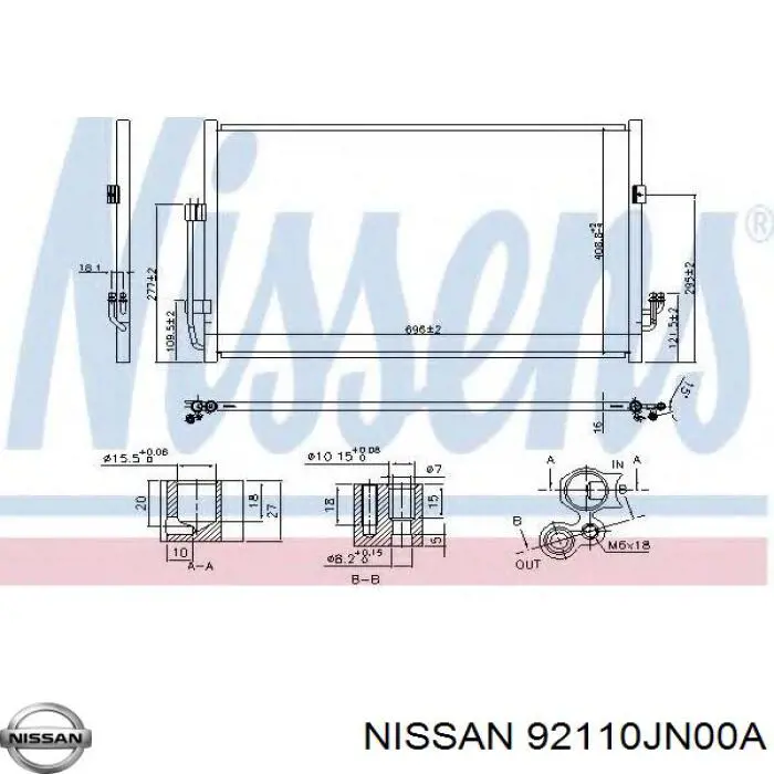 92110JN00A Nissan радиатор кондиционера