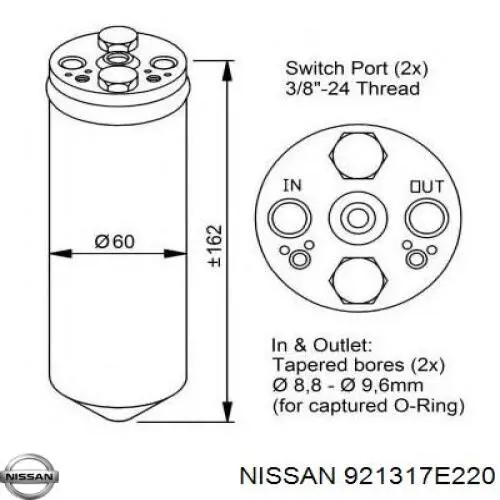 Осушитель кондиционера 921317E220 Nissan