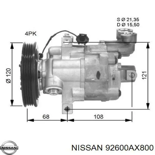 92600AX800 Nissan компрессор кондиционера