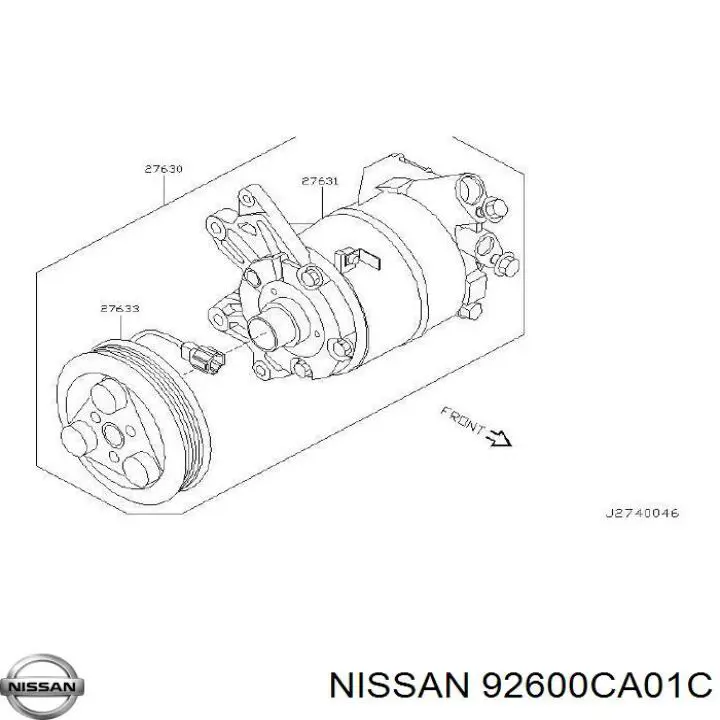 Компрессор кондиционера Nissan 92600CA01C