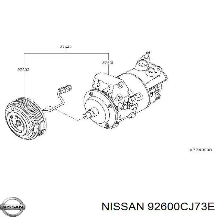 92600CJ73D Nissan compressor de aparelho de ar condicionado