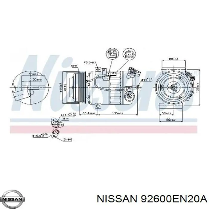 Компрессор кондиционера 92600EN20A Nissan