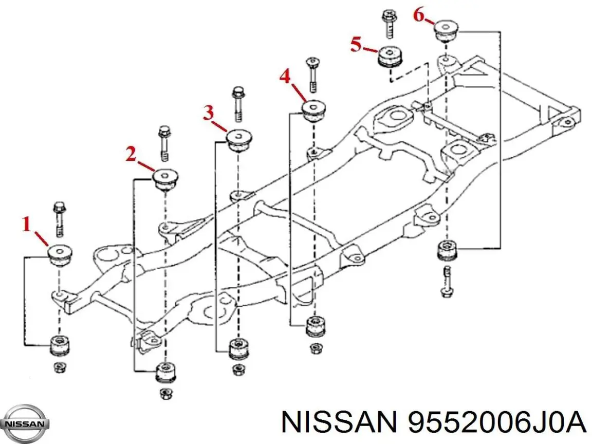 Подушка рамы (крепления кузова) Nissan/Infiniti 9552006J0A цена, от 29.46 USD