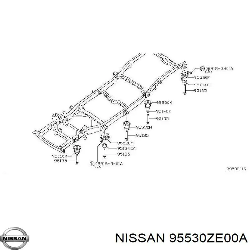 Подушка рамы (крепления кузова) Nissan 95530ZE00A