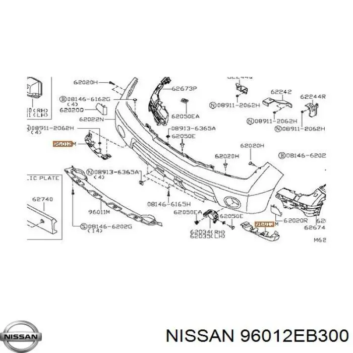 Спойлер переднего бампера правый Nissan/Infiniti 96012EB300 цена, от 17.62 USD