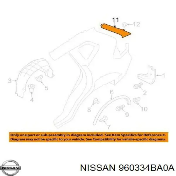 Спойлер крышки багажника 960334BA0A Nissan