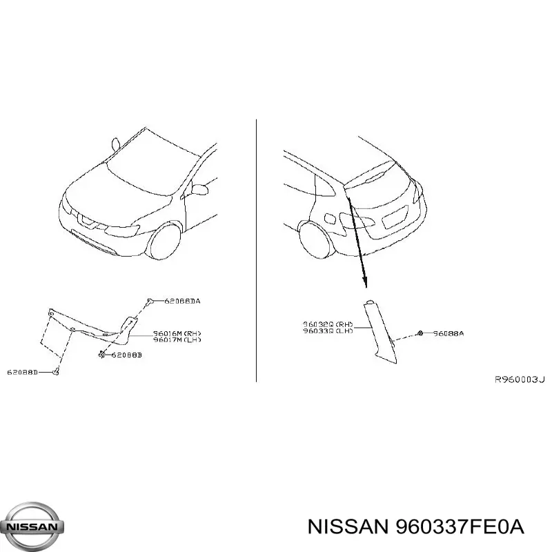 Спойлер крышки багажника 960337FE0A Nissan