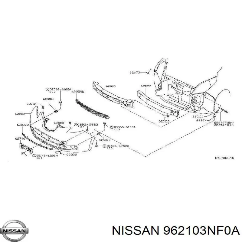 962103NF0A Nissan/Infiniti Крепление переднего номера автомобиля