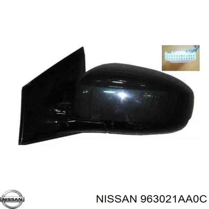 Левое боковое зеркало 963021AA0C Nissan