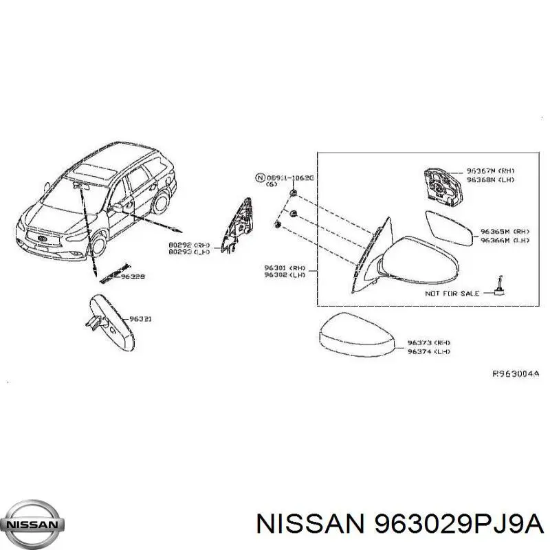 963029PJ9A Nissan/Infiniti Левое боковое зеркало