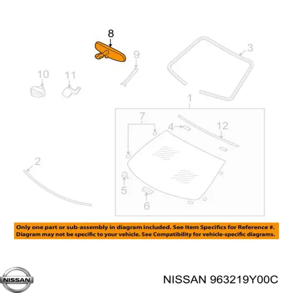 Зеркало салона внутреннее Nissan/Infiniti 963219Y00C цена, от 19.00 USD