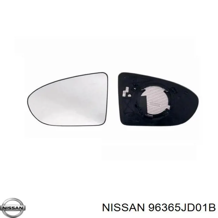 Зеркальный элемент зеркала заднего вида левого Nissan 96365JD01B