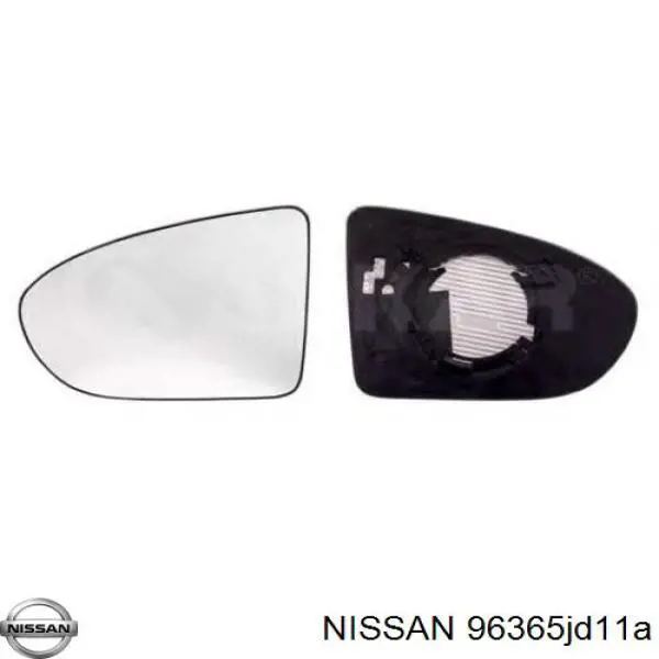 Зеркальный элемент зеркала заднего вида правого Nissan 96365JD11A