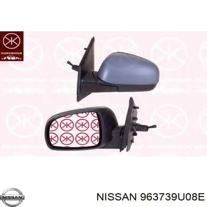 963739U08E Nissan placa sobreposta (tampa do espelho de retrovisão direito)