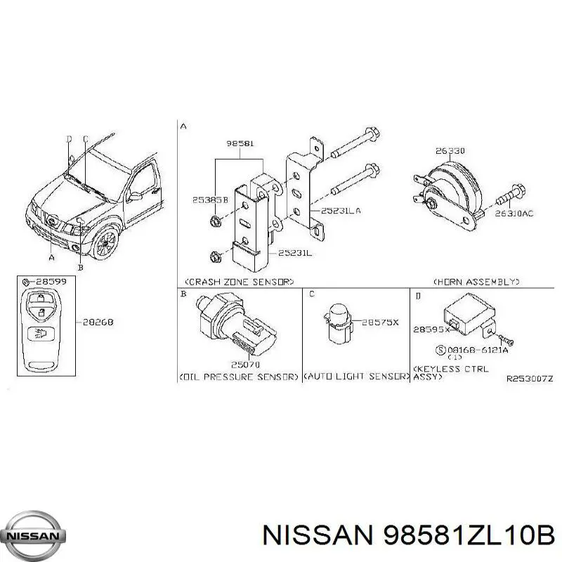  Nissan/Infiniti 98581ZL10B цена, от 97.34 USD