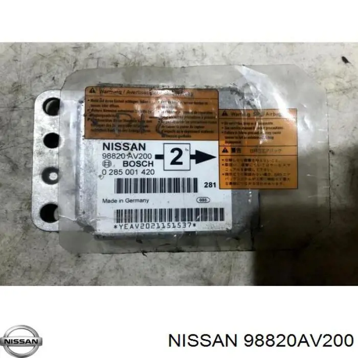 98820AV200 Nissan модуль-процессор управления подушкой безопасности (эбу airbag)