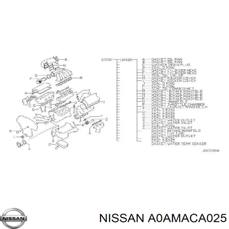A0AMACA025 Nissan/Infiniti Комплект прокладок на двигатель