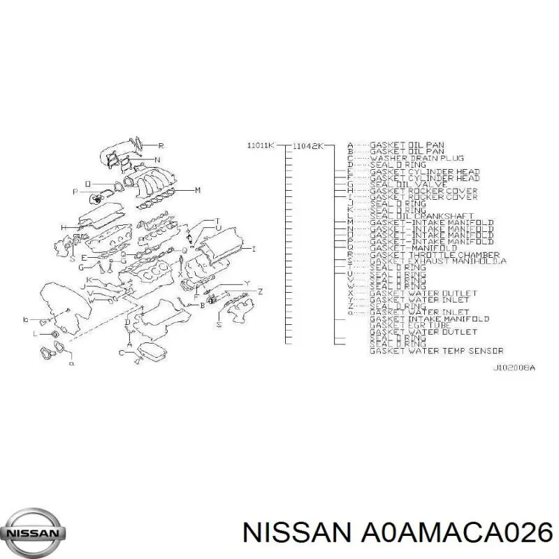 A0AMACA026 Nissan/Infiniti Комплект прокладок на двигатель