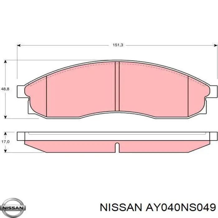 Передние тормозные колодки AY040NS049 Nissan