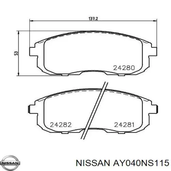 Передние тормозные колодки AY040NS115 Nissan