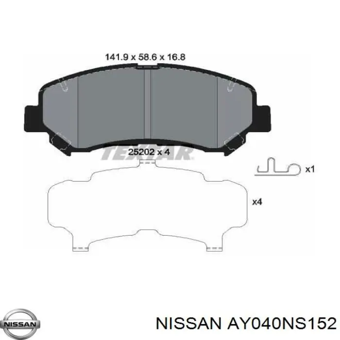 Передние тормозные колодки AY040NS152 Nissan