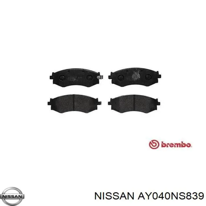 AY040NS839 Nissan колодки тормозные передние дисковые