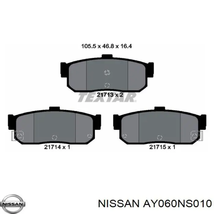 Задние тормозные колодки AY060NS010 Nissan