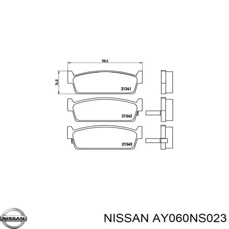 Задние тормозные колодки AY060NS023 Nissan