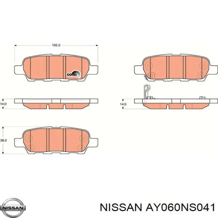 Колодки дисковые  Nissan/Infiniti AY060NS041 цена, от 25.42 USD