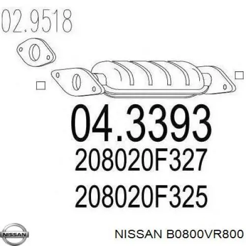 Каталитический нейтрализатор отработавших газов Nissan/Infiniti B0800VR800 цена, от 222.91 USD