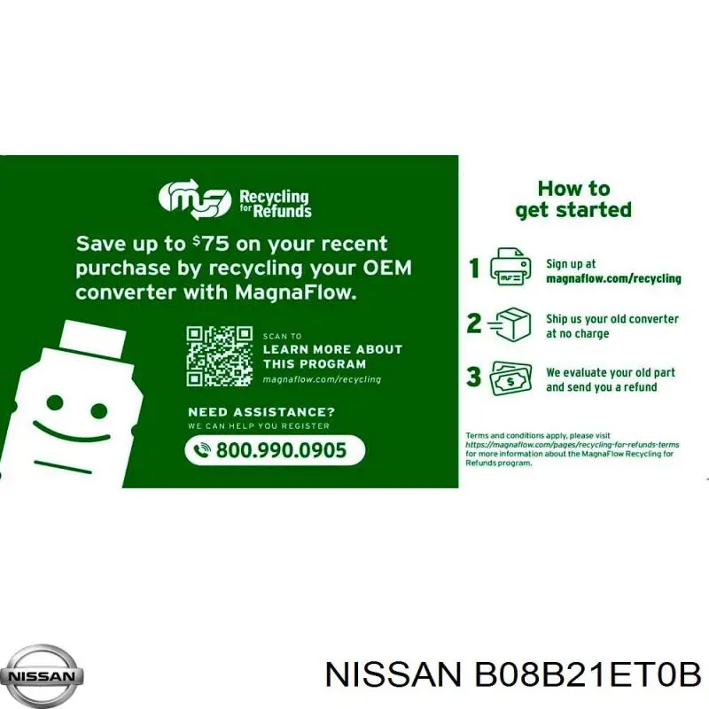 B08B21ET0B Nissan/Infiniti Конвертор-катализатор, правый