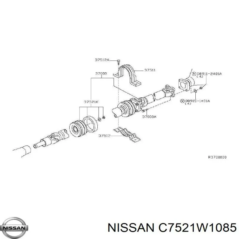 C7521W1085 Nissan подвесной подшипник карданного вала