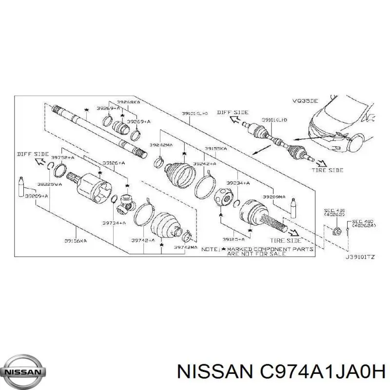 Пыльник ШРУСа передней полуоси внутренний Nissan C974A1JA0H