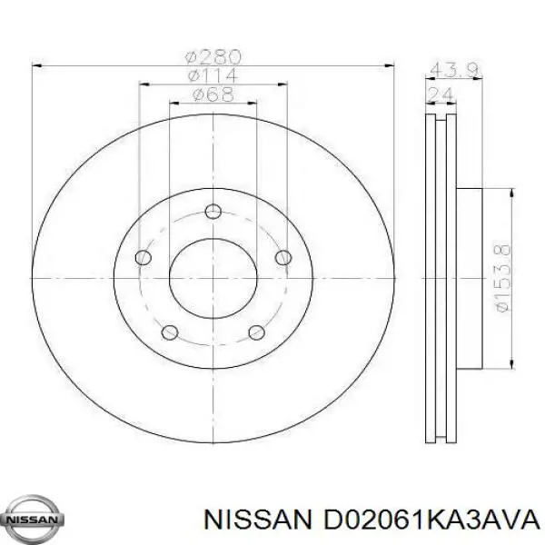 D02061KA3AVA Nissan передние тормозные диски