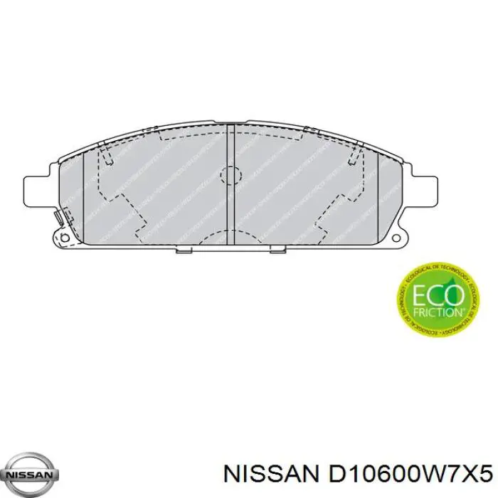 D10600W7X5 Nissan колодки тормозные передние дисковые
