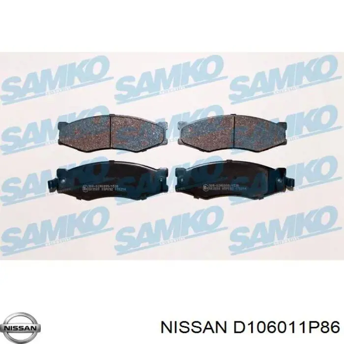 Передние тормозные колодки D106011P86 Nissan