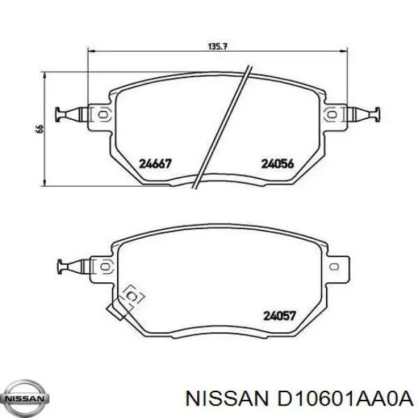 Колодки Nissan/Infiniti D10601AA0A цена, от 38.49 USD