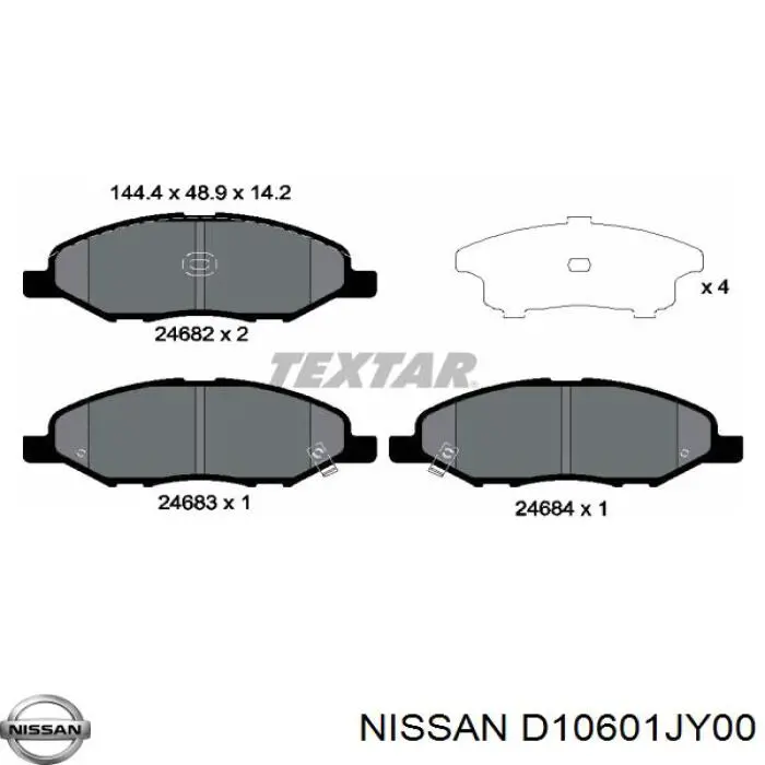 Передние тормозные колодки D10601JY00 Nissan