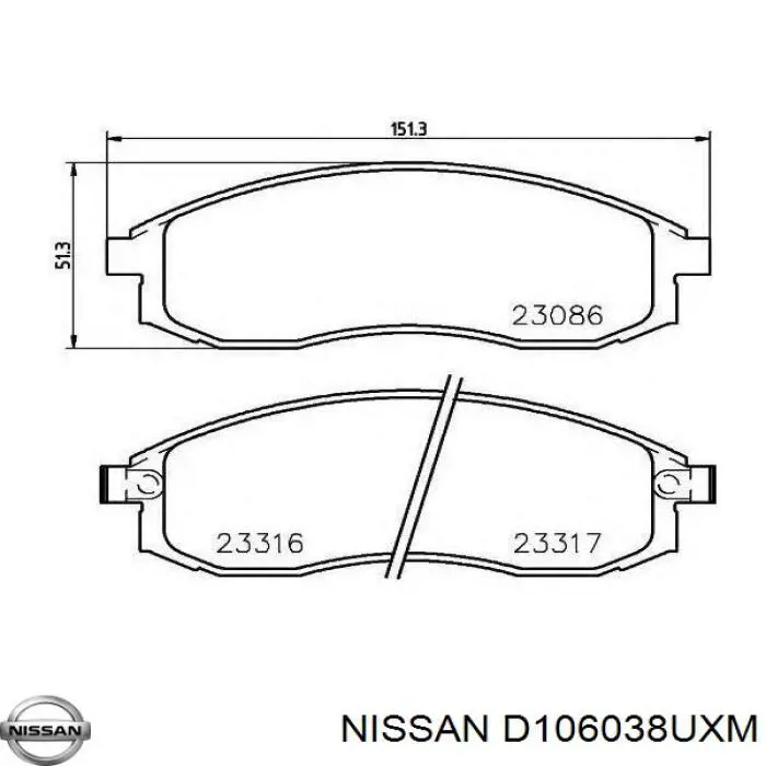 Колодки Nissan/Infiniti D106038UXM цена, от 21.59 USD