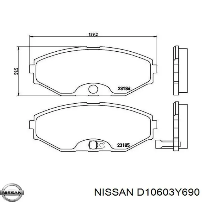 Pastillas de freno delanteras D10603Y690 Nissan/Infiniti