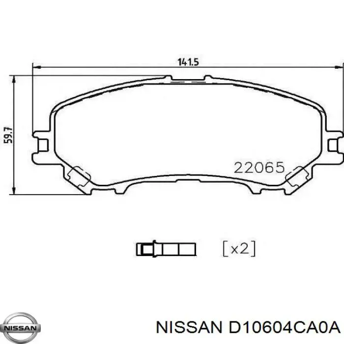 Колодки тормозные передние дисковые Nissan D10604CA0A