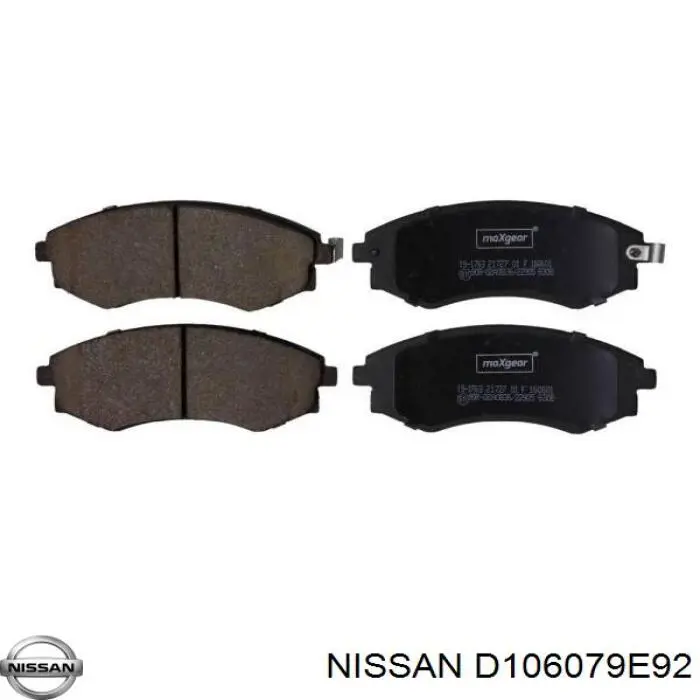 Передние тормозные колодки D106079E92 Nissan